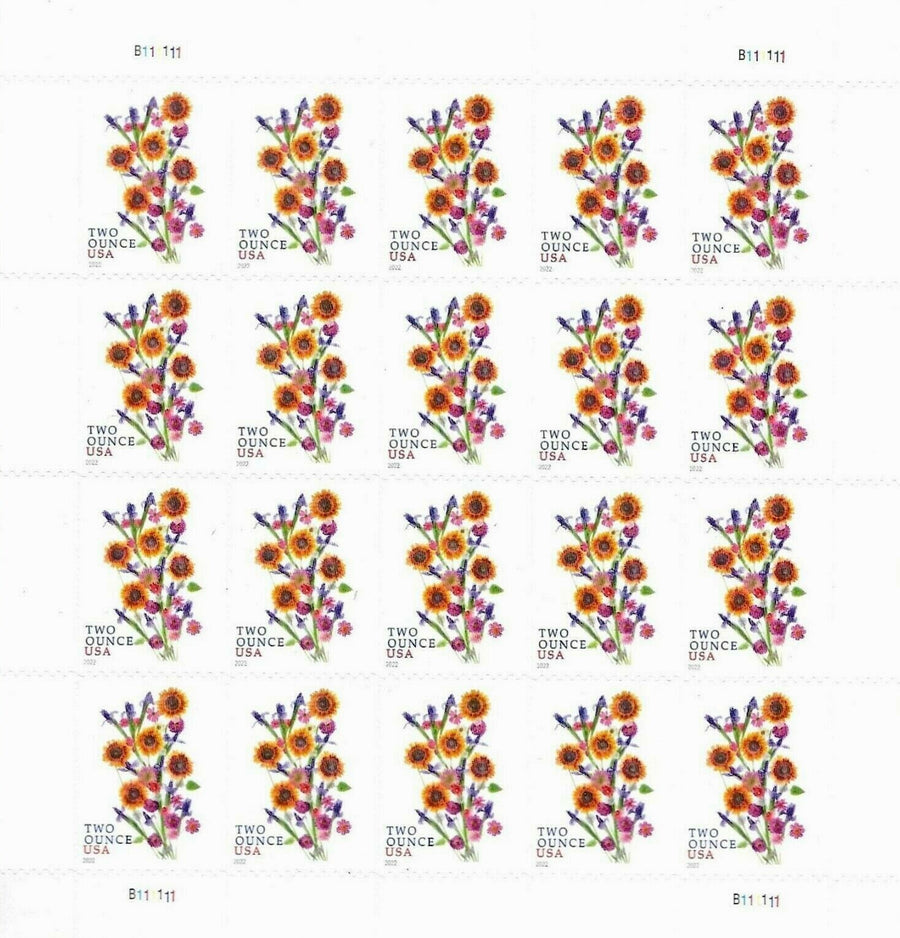 Sunflower Bouquet Two Ounce Forever First Class Postage Stamps