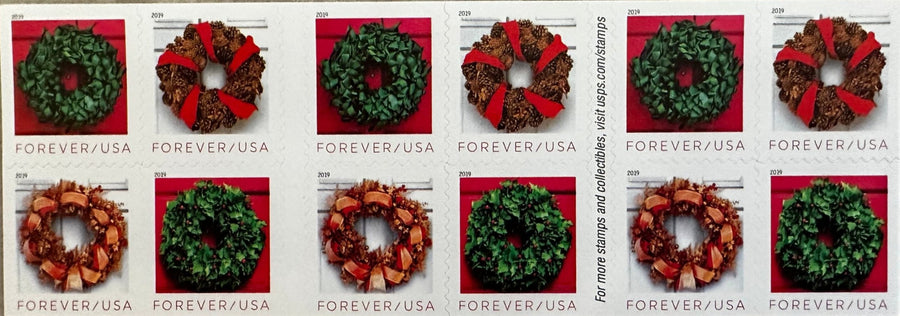 USPS Holiday Wreath Forever First Class Postage Stamps