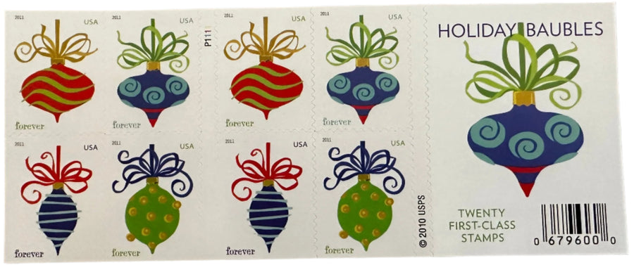USPS Holiday Baubles Forever First Class Postage Stamps