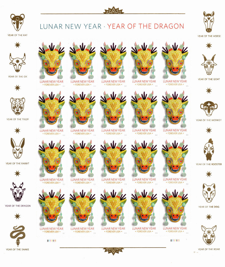 Year of the Dragon Stamps Celebrates Lunar New Year Forever First Class Postage Stamps